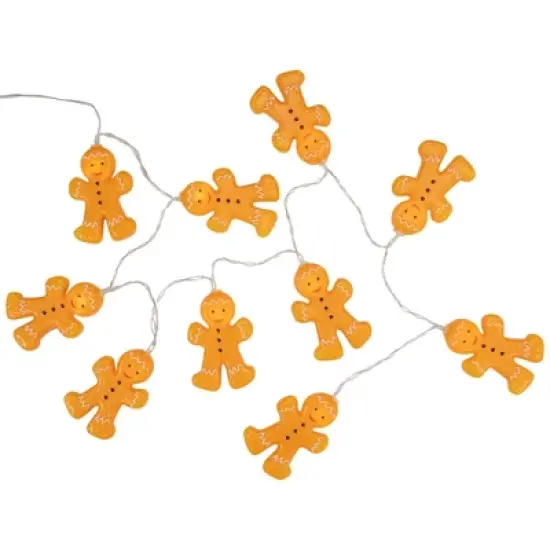 Northlight 10-Count LED Orange Gingerbread Men Christmas Fairy Lights, 4ft, Copper Wire image {3}