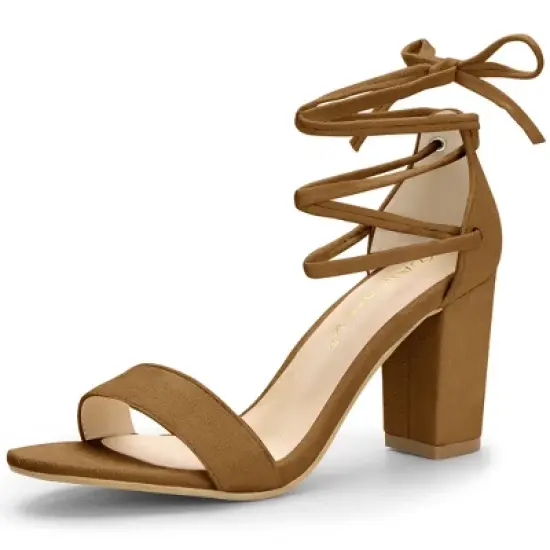 Allegra K Women's Tie Up Strappy Chunky High Heels Sandal image {14}