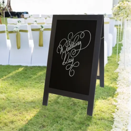 Excello Global Products 40" x 20" Wooden A-Frame Chalkboard w Stencil Set/Sidewalk Chalkboard Sign Sandwich Board/Chalk Board Standing Sign (Black) image {7}