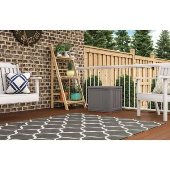 Suncast 22gal Storage Seat Stoney Gray image {1}