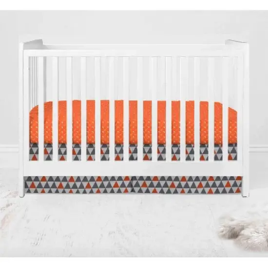 Bacati - Playful Fox Orange Gray 3 pc Crib Bedding Set image {5}