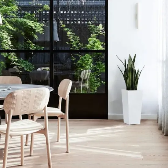 LuxenHome Square Tapered 18.5" H House Planters, Indoor & Outdoor White image {4}