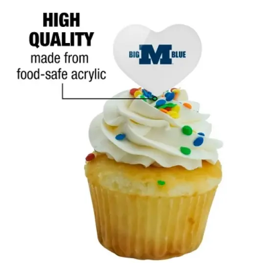 Millikin University Secondary Logo Heart Love Cupcake Picks Toppers Decoration Set of 6 image {2}