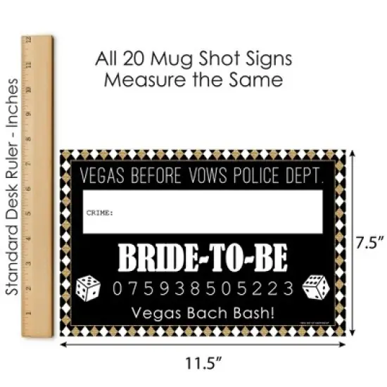 Big Dot of Happiness Vegas Before Vows - Las Vegas Bridal Shower or Bachelorette Party Mug Shots - Photo Booth Props Mugshot Signs - 20 Count image {4}