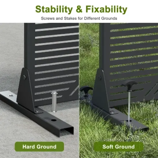 Dovelina Metal Outdoor Privacy Screen Freestanding Patio Decorative Screens - 72"x47", Black, Cedric image {3}