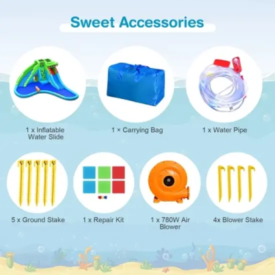 Costway Inflatable Style Water Slide Upgraded Kids Bounce Castle w/780W Blower image {9}