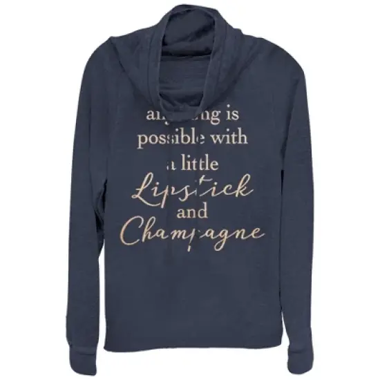 CHIN UP Lipstick and Champagne Cowl Neck Sweatshirt image {2}