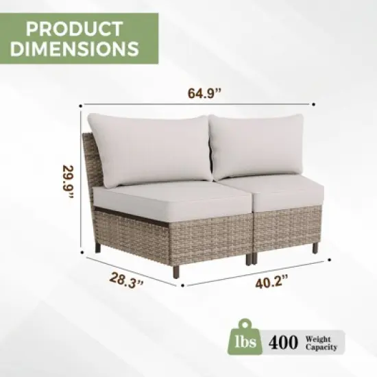 EAGLE PEAK Coastal Vista Curved Outdoor Wicker Sofa with Cushions, Patio Furniture Sets Outdoor Sectional Patio Conversation Set image {1}