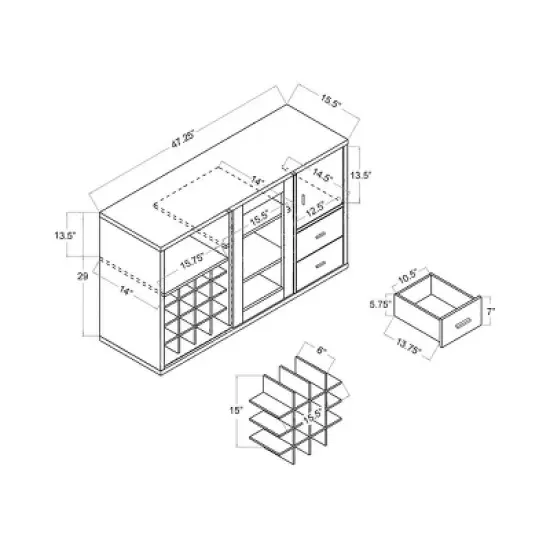 Mellie Sliding Door Buffet Server - Light Oak - HOMES: Inside + Out image {3}