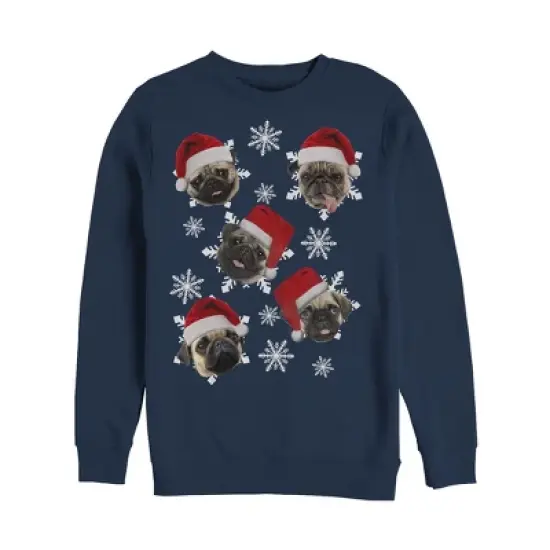 Men's Lost Gods Ugly Christmas Pug Snowflakes Sweatshirt image {5}