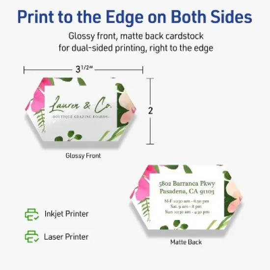 Avery Printable Geo Business Cards, Sure Feed Technology, 2" x 3-1/2", Glossy White Cardstock, Print-to-The-Edge, Laser/Inkjet Printable, 80 Total image {5}