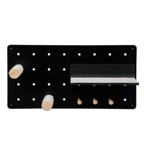 DOMETOUR Wall-Mounted Cat Shelves Floating Cat Tree on Pegboard with Sisal Scratching Posts, jumping Platforms, Hanging Poles, Black image {4}