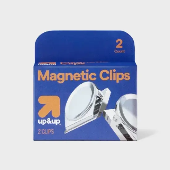 2ct Magnetic Clips Silver - up&up&trade;: Fridge Magnet Clips, Metal, Black & Silver, 1.45" Height, 2 Pack image {6}