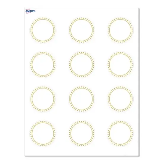 Avery&reg; Cards, 2" Diameter, Gold Border w/ Gold Dots, 120ct image {9}