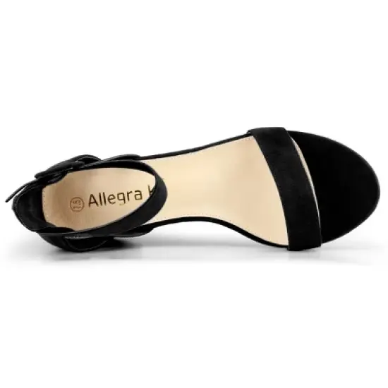 Allegra K Women's Ankle Strap Block Low Heel image {4}