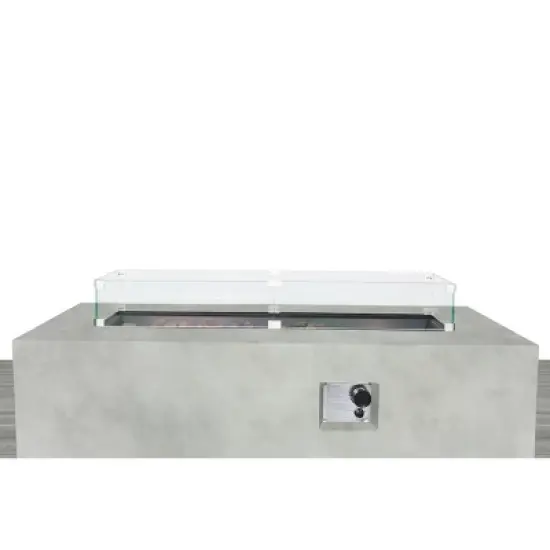 Rectangular Fiber-Reinforced Concrete Propane Outdoor Fire Pit Table image {1}