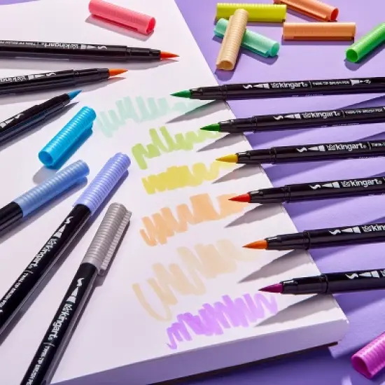 KINGART PRO Twin-Tip Brush Pens 18 Colors image {6}