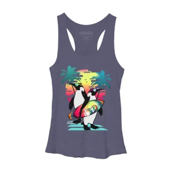 Women's Design By Humans Penguin Summer Vacation By clingcling Racerback Tank Top image {5}