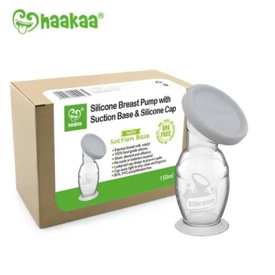 haakaa Breast Pump with Suction Base and Gray Leak-Proof Cap - 5oz image {4}