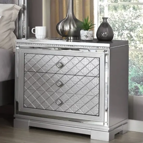 3pc Tenaya Bed with 2 Nightstands Set Silver/Gray - HOMES: Inside + Out image {3}