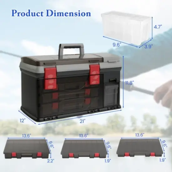 Tangkula 5 Layers Fishing Tackle Box w/ Dividers & Top Storage 3 Removable Utility Boxes image {8}