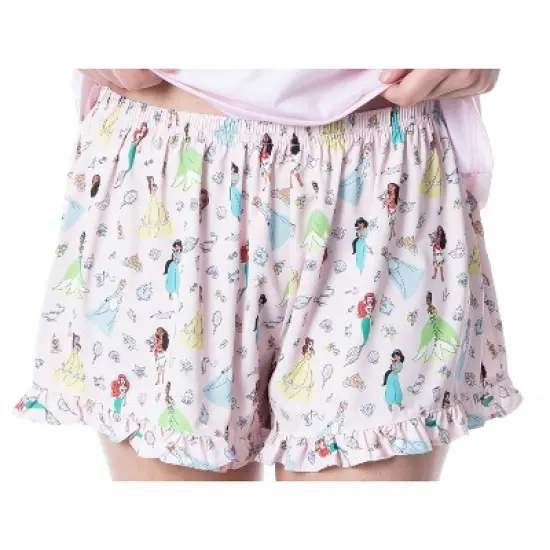 Disney Womens' Princesses Character Friends Sleep Pajama Set Short Pink image {3}