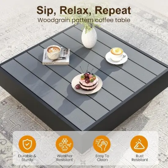 Heynemo 5 Pieces Aluminum Patio Furniture Set, Outdoor Sectional Sofa Conversation Sets with Coffee Table, Modular Armless Chairs Set for Pool, Grey image {5}