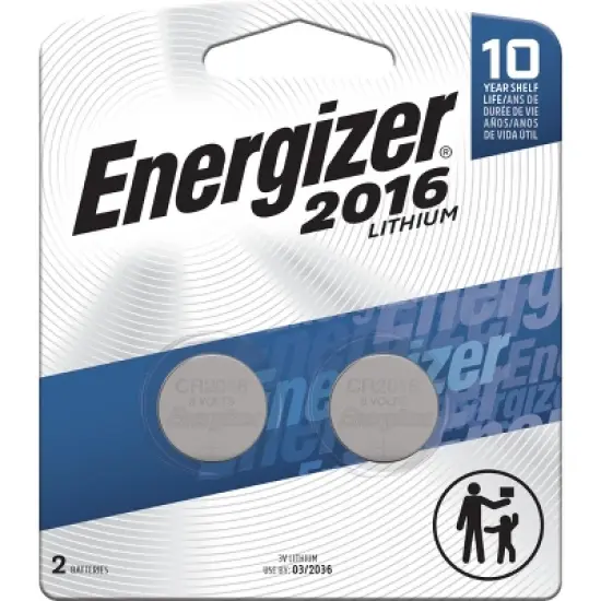 Energizer 2016 Batteries 2pk - Lithium Coin Battery: 3V, 90mAh Capacity image {9}