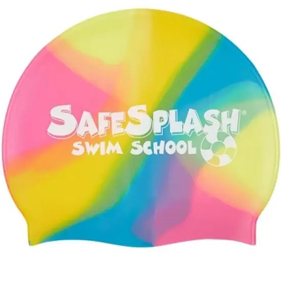 Sporti Safesplash Swim School Multi Color Silicone Swim Cap image {1}