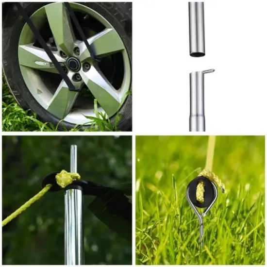 Yescom Universal Tailgate Tent with Pole for SUV/Van/MPV/CUV Camping Travel Hatchback Awning Shade Mesh Net Waterproof Black image {4}