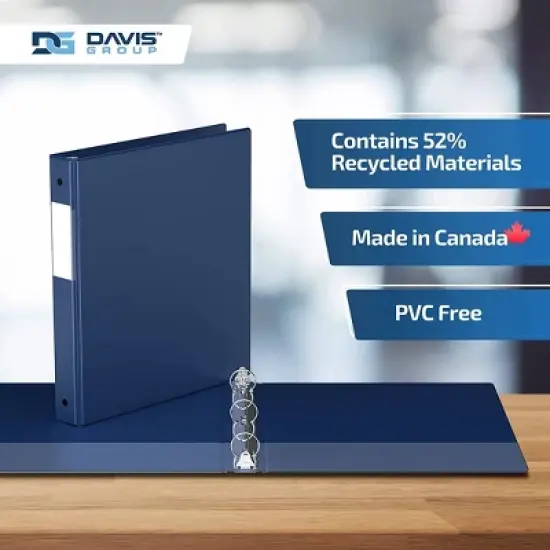 Davis Group 6pk 1" Premium Economy Round Ring Binder Royal Blue: Hard Cover, 200 Sheet Capacity, 2 Pockets, Polypropylene image {6}