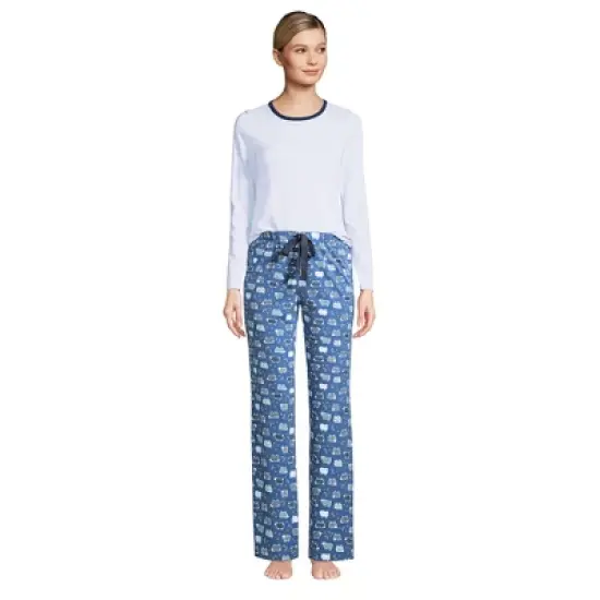 Lands' End Women's Tall Knit Pajama Set Long Sleeve T-Shirt and Pants image {4}