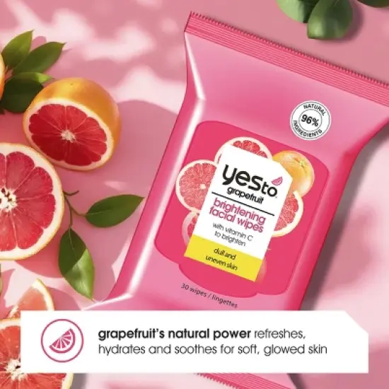 Yes To Face Wipes Grapefruit Makeup Removing Facial Towelettes image {1}