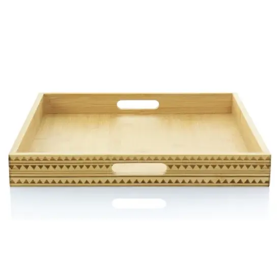 Gibson Home Sadler 15 Inch Wood Serving Tray with Built-in Handles image {1}