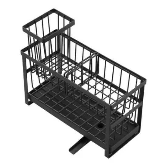 VEVOR Kitchen Sink Caddy Organizer, 2 Tier Sponge Holder for Kitchen Sink with High Brush Holder & Divider, Black image {8}