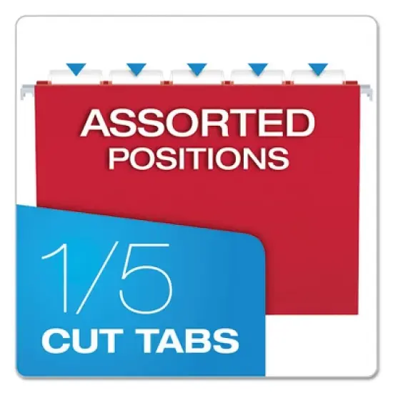 Pendaflex Colored Hanging Folders, Letter Size, 1/5-Cut Tabs, Red, 25/Box image {3}