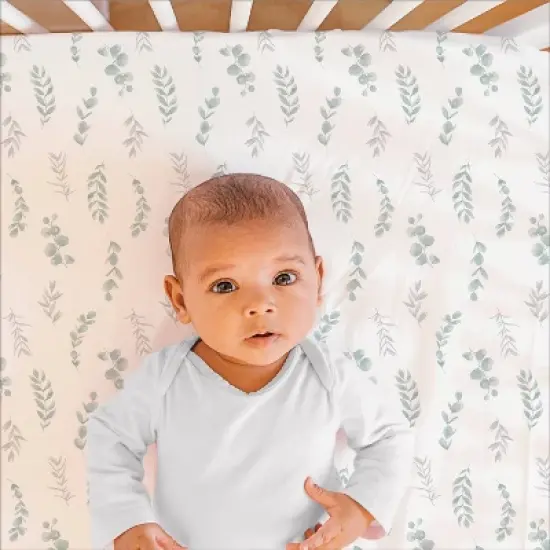 The Peanutshell Fitted Crib Sheet - Floral Leaves image {1}
