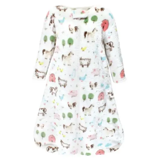Hudson Baby Infant Girl Plush Sleeping Bag, Sack, Blanket, Girl Farm Animals Long Sleeve image {2}