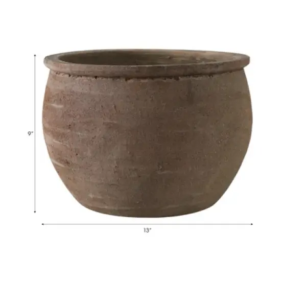 Rustic Wide Round Plant Pot for Indoor Plants or Outdoor - Traditional Clay Design That Adds Timeless Charm to Porch, Patio, or Entryway - 9" Brown image {8}