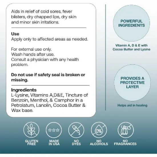 L-Lysine Lip Vitamin A,D & E Ointment 0.875 Oz image {4}