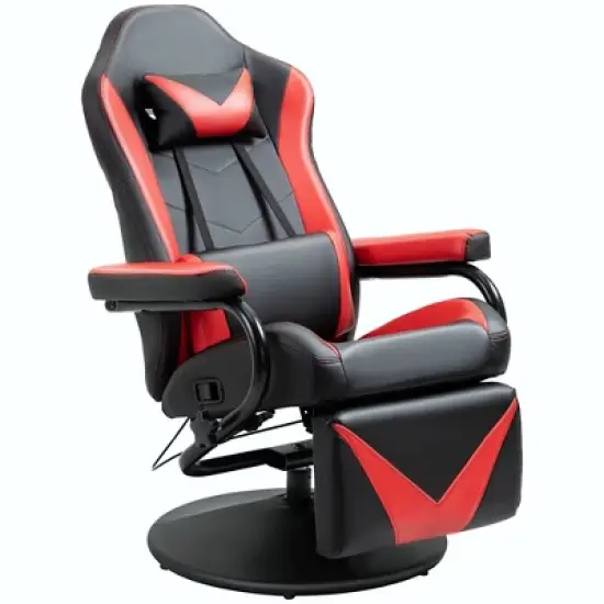 HOMCOM Gaming Recliner, Racing Style Video Gaming Chair with Adjustable Backrest and Footrest, High Back Swivel Computer Chair with Lumbar Support and Headrest image {6}