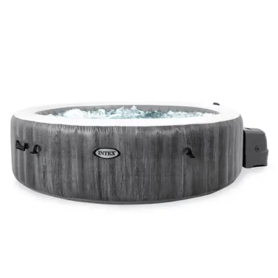 Intex PureSpa Plus Greywood Inflatable Hot Tub Bubble Jet Spa, Hot Tub Maintenance Accessory Kit, and Slip Resistant Inflatable Removable Hot Tub Seat image {1}