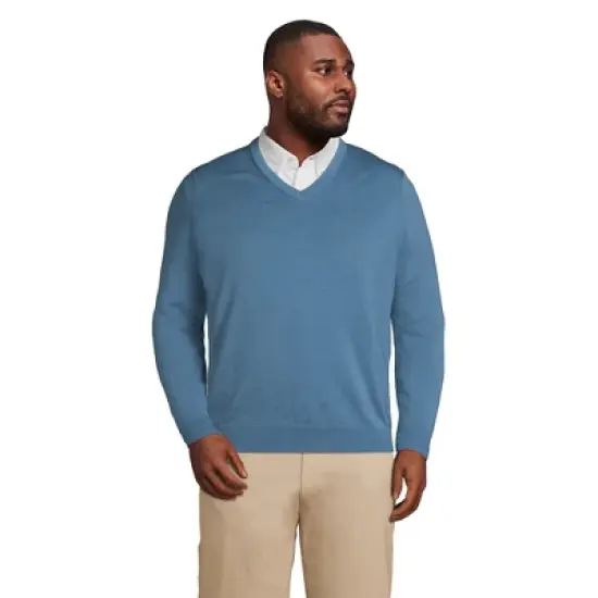 Lands' End Men's Classic Fit Fine Gauge Supima Cotton V-neck Sweater image {9}