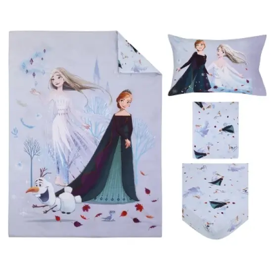 Disney Frozen Winter Cheer Lavender, Aqua, Green and White, Anna, Elsa, and Olaf 4 Piece Toddler Bed Set image {7}