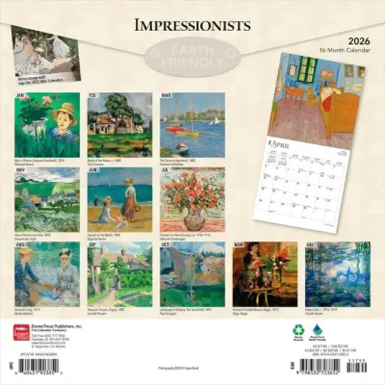 BrownTrout Impressionists 2026 12"x24" Hanging Square Wall Calendar Plastic-Free image {1}