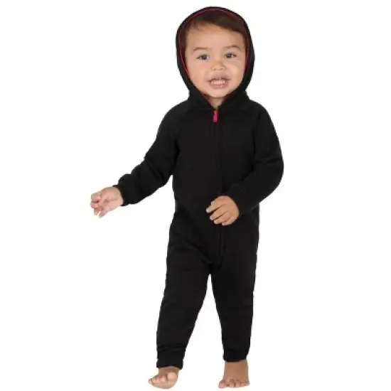 Joggies - Black & Red Infant Footless Hoodie Onesie image {1}