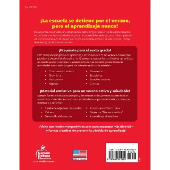 Carson Dellosa Education Summer Bridge Activities Spanish, Grade 5-6 image {1}