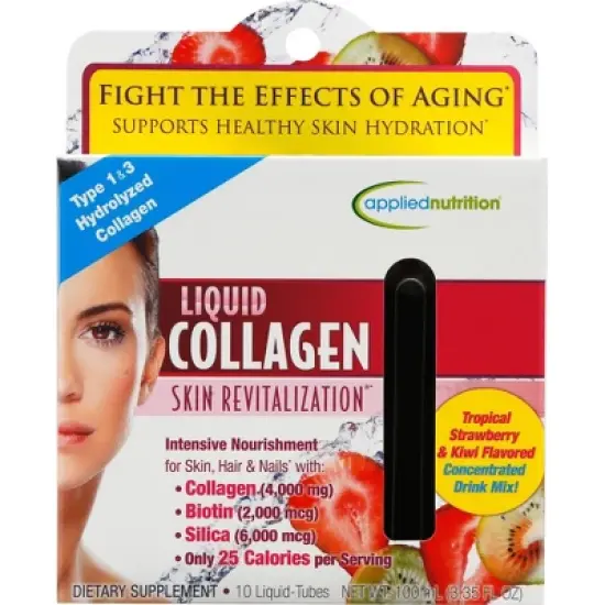 Applied Nutrition Liquid Collagen Skin Revitalization Liquid Drink Mix - Tropical Strawberry & Kiwi - 10ct image {5}