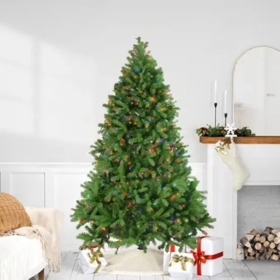 Northlight Real Touch&trade;️ Pre-Lit Full Noble Fir Artificial Christmas Tree - 6.5' - Multi-Color Lights image {1}