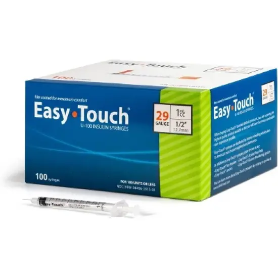 Easy Touch Insulin Syringes 29 Gauge 1mL 12.7mm, 100 Ct image {6}